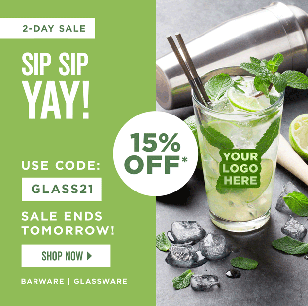 Sip Sip Yay | 15% Off | Use Code: GLASS21 | Shop Now | Discount applies to glassware and barware.
