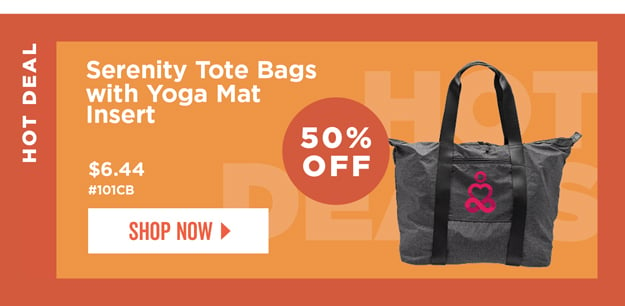HOT DEAL | 50% Off | Serenity Tote Bags with Yoga Mat Insert | Item# 101CB | As low as $6.44 | Shop Now
